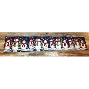Christmas Snowman Table Runner Navy Blue Holiday Winter Festive Decor 72 Inch